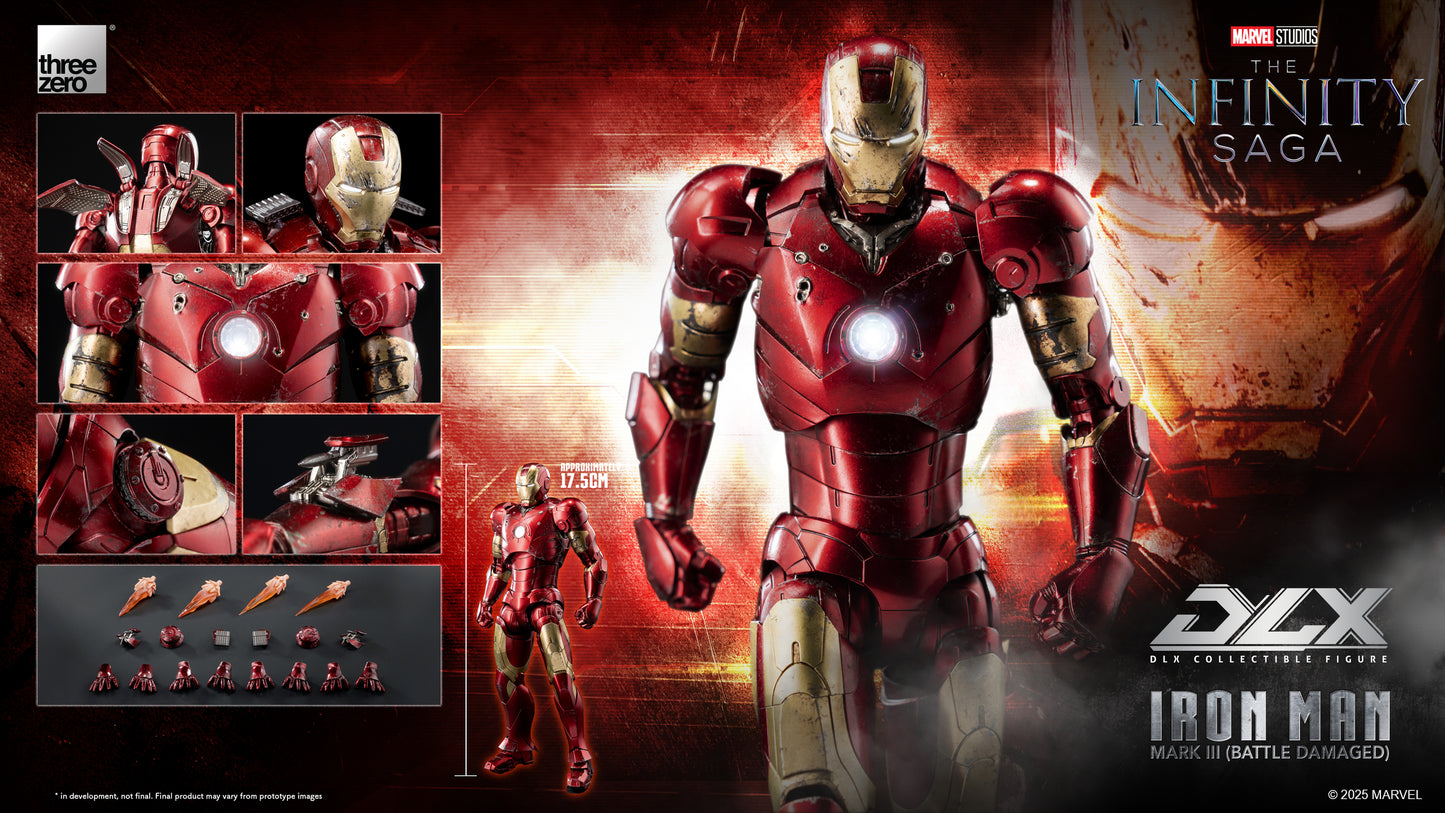 Iron Man Mark 3 Battle Damage Infinity Saga DLX Action Figure Pre-order