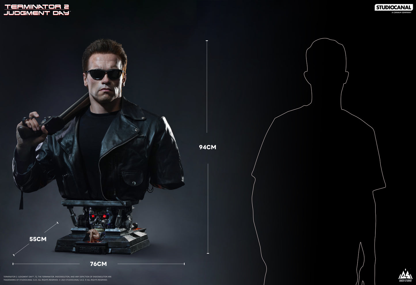 Terminator 2 Arnold Schwarzenegger T-800 Queen Studios Life Size Bust (Static) Pre-order